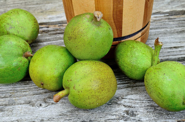 green walnut on table