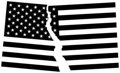 Black and white broken flag of USA