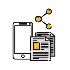 modern cellphone with internet related icons image vector illustration design 