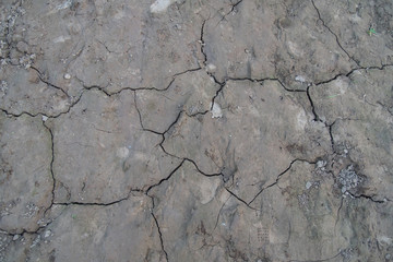 The cracked ground in Thailand, Ground in drought, Soil texture and dry mud