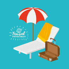 suitcase with travel related icons image vector illustration design 