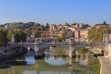 Fototapeta na wymiar Bridge Victor Emmanuel in Rome, view from above