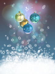 Fototapeta na wymiar Christmas background with baubles and snow