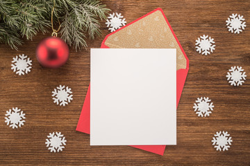  Red envelope on christmas holiday background