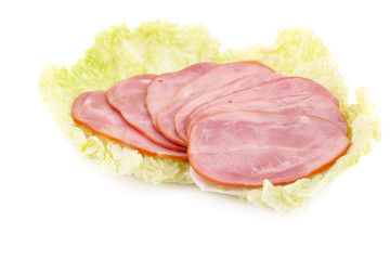 Ham on lettuce