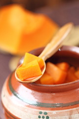 Pumpkin baked in a pot