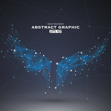 Wings shapes, dots and lines connected together, a sense of science and technology vector illustration.
