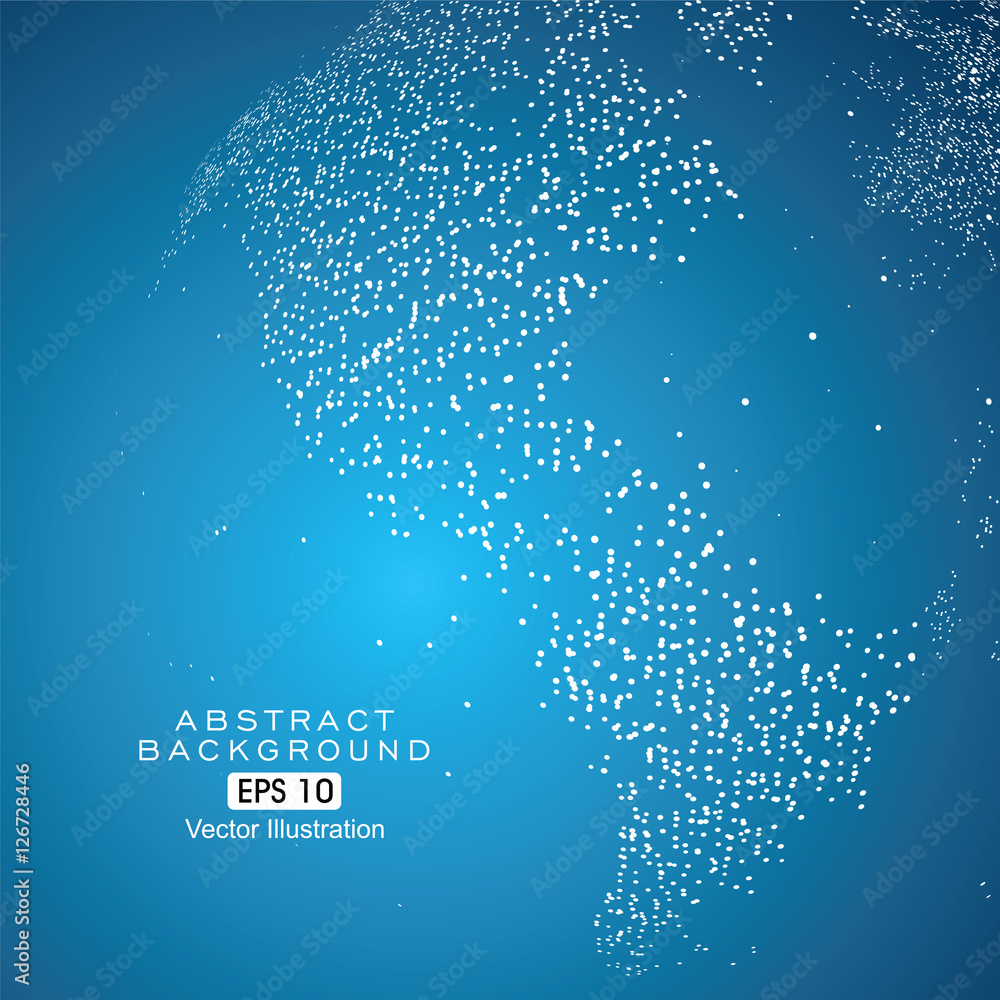 Poster dots three-dimensional map of the world, abstract graphics.