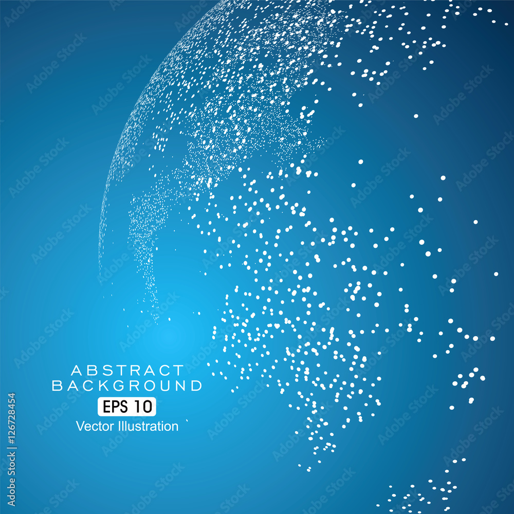 Aufkleber dots three-dimensional map of the world, abstract graphics.