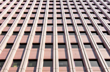 Taipei, Taiwan- Pink modern building facade.