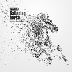 Fototapeta na wymiar Galloping horse,Many particles,sketch,vector illustration,