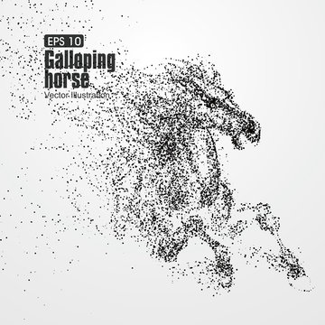 Galloping horse,Many particles,sketch,vector illustration,