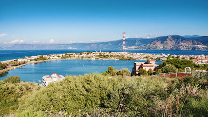The Strait of Messina and the Ganzirri lake - obrazy, fototapety, plakaty