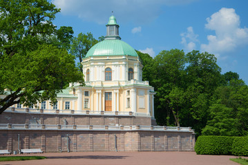 Church pavilion (home church of Saint Panteleymon) of the Grand Menshikov Palace in the sunny May afternoon. Oranienbaum, Russia