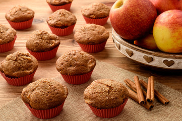 Sweet muffins with apples and cinnamon.