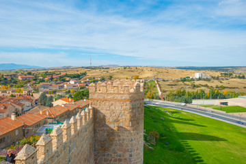 Fototapeta na wymiar Medieval wall around the city of Avila