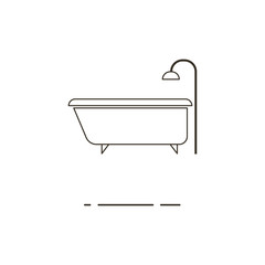 Vector line bath and shower icon on white background