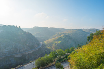Fototapeta na wymiar Panorama of the hills of the city of Toledo 