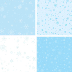 blue vector seamless patterns with snowflakes