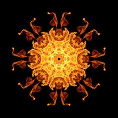 Abstract colorful fire flames on black background