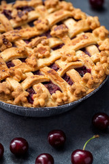 cherry pie top view.