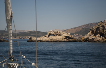 Fototapeta na wymiar Sailboat Moored off Majorca