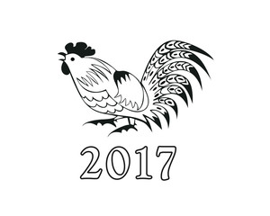 Monochrome cock in a folk style