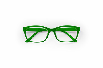 Green Eyeglasses frame isolated