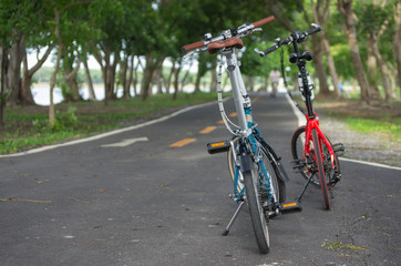 Fototapeta na wymiar Two bikes standing