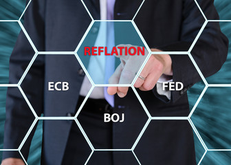 businessman pushing central banks concept