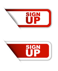 red vector sign up, sticker sign up, banner sign up