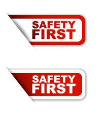 red vector safety first, sticker safety first, banner safety first