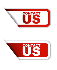 red vector contact us, sticker contact us, banner contact us