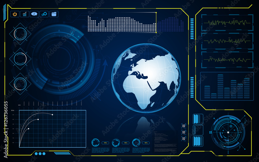 Poster abstract hud interface gui screen global network concept background template design