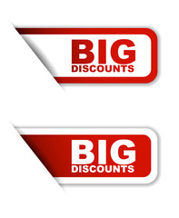 red vector big discounts, sticker big discounts, banner big discounts
