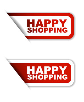 red vector happy shopping, sticker happy shopping, banner happy shopping