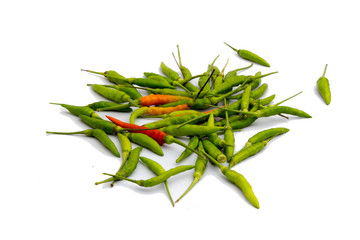 Fototapeta premium Green pepper on the white background.