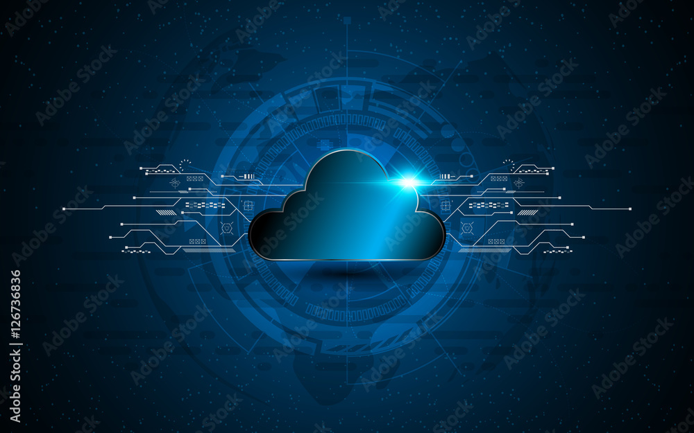 Poster abstract vector cloud technology internet data services concept innovation design background