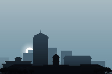 Obraz premium Montgomery skyline. The capital of the U.S. state of Alabama. City skyline in the morning. Morning haze over the city.