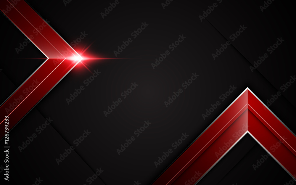 Poster abstract modern arrow shape metallic sharp frame red black design layout background