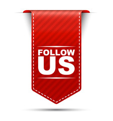 follow us, red vector follow us, banner follow us
