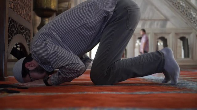 Man prayer worship in mosque