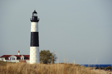 Big Sable Point Lighthouse in dunes, built in 1867