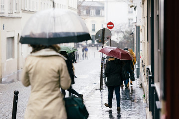 Rainy Paris Street Scene