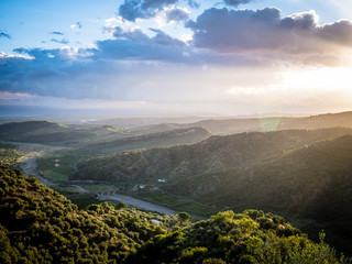 Sunrise Valley and Sea Top View