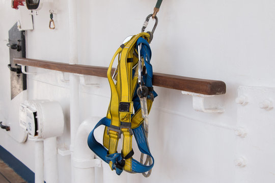 Climbing Harness Rigged On A Carabiner In Trade Ship