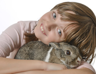 little girl with little rabbit