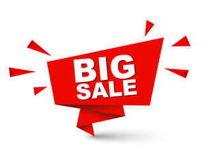 Red easy vector illustration isolated paper bubble big sale. This element is well adapted for web design.