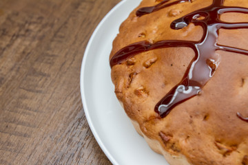 Homemade pie on rustic background