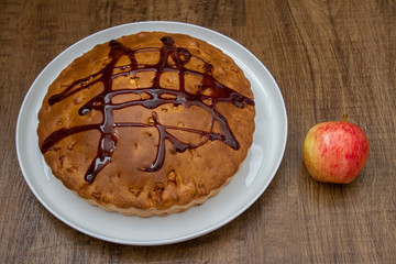 Homemade pie on rustic background